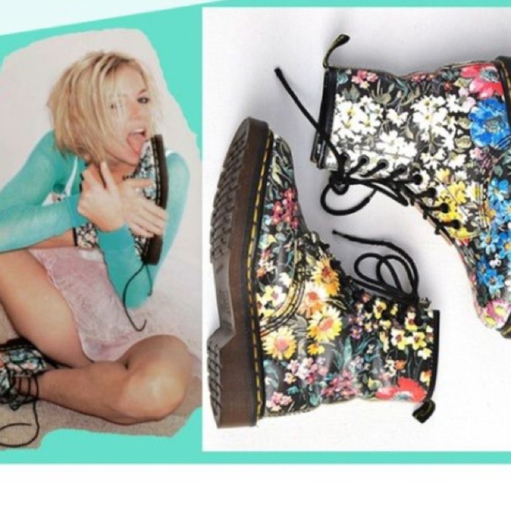 Dr. Martens Made in England Floral Sienna Miller Boots UK 6 US 8 Vintage